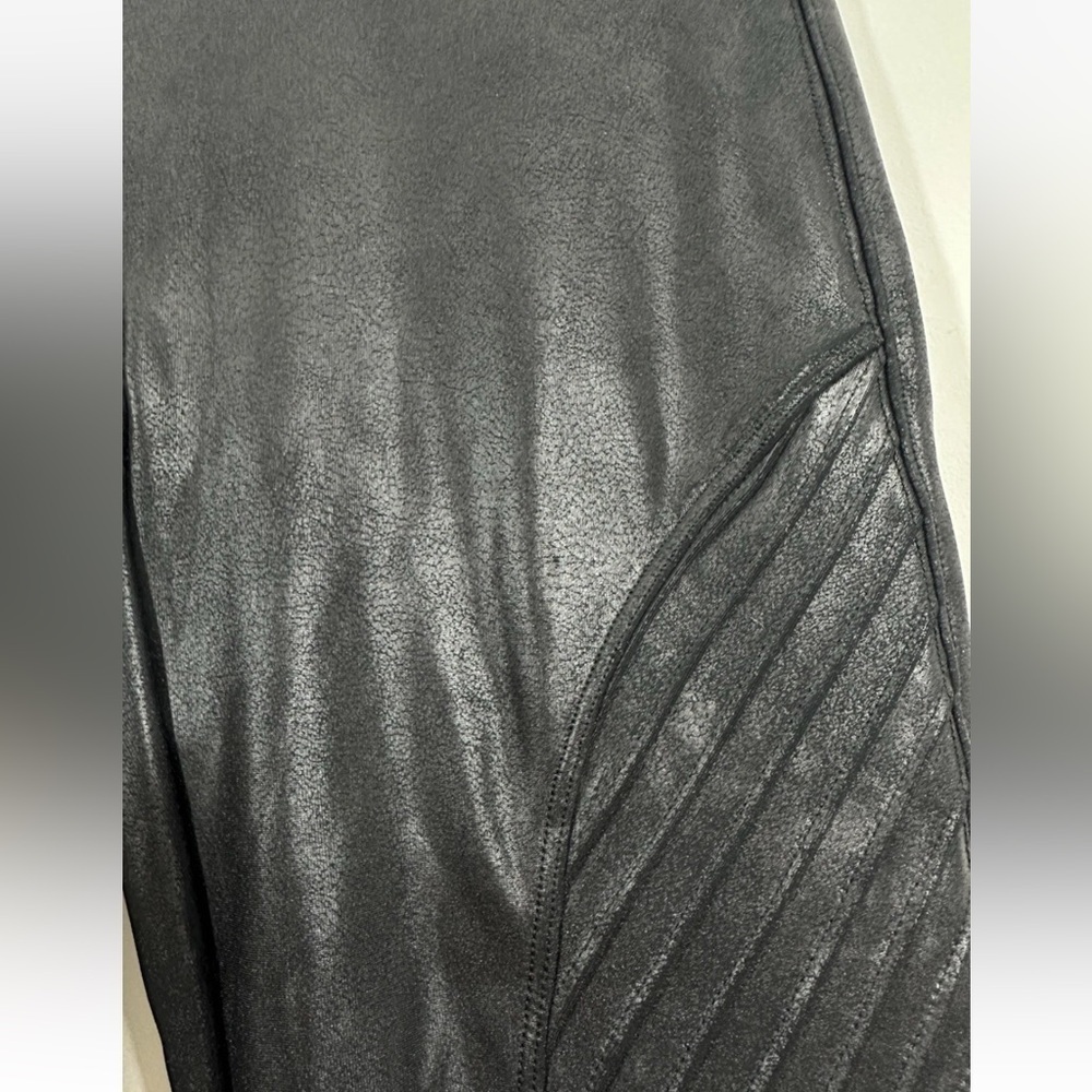 Spanx Leggings Womens Sz M Faux Leather Moto Black Pants Slimming Stretch Skinny - Picture 4 of 12